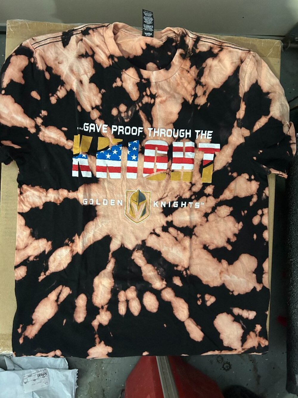 Vegas Golden Knights (VGK) Through The Knight Bleached Tie-Dye T-Shirts